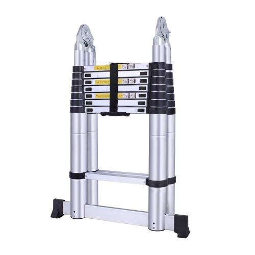 Smooth operation double-sided aluminum telescopic ladder