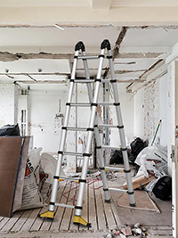 telescopic a frame ladder on a room to be sorted