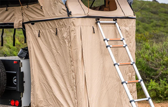 one button retraction ladder for roof tent