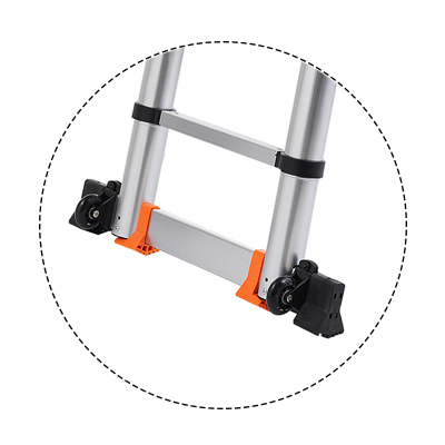 stabilizer bar with wheels and anti-slip pads of double telescopic ladder